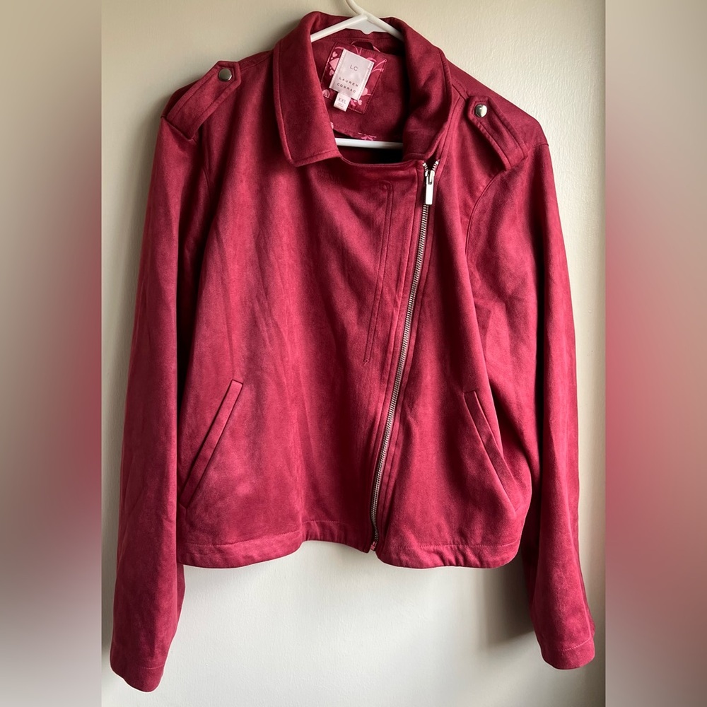 NWOT LC Lauren Conrad Women's Deep Red Moto Jacket